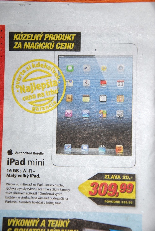 Značkový iPad prezentovali v akciovom letáku o 70 eur dražší ako bola jeho pôvodná cena.  