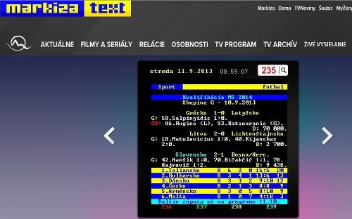 Podľa tohto teletextu Slováci zápas proti Bosne a Hercegovine vyhrali.