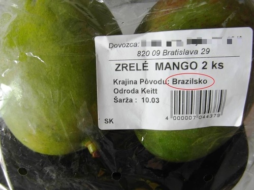 Mango s krajinou pôvodu 
