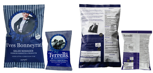 Chcel prácu v spoločnosti, ktorá vyrába originálne chipsy - Tyrrell's. Čo je lepšie ako zaslať svoj životopis na ich obale.