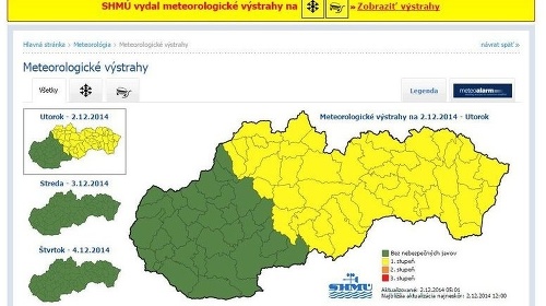 SHMÚ vydal výstrahu pred poľadovicou na strednom a južnom Slovensku.