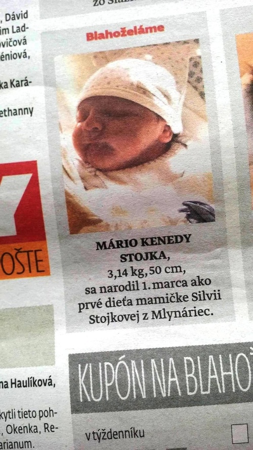 Malý Mário môže len dúfať, že mu to deti kvôli jeho druhému menu nedajú vyžrať. 