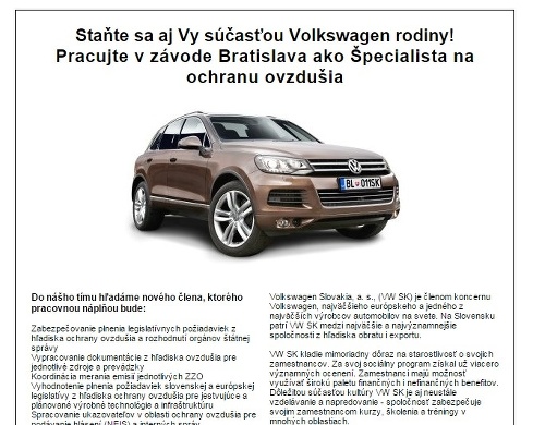 Automobilka hľadá Špecialistu na kontrolu ovzdušia.