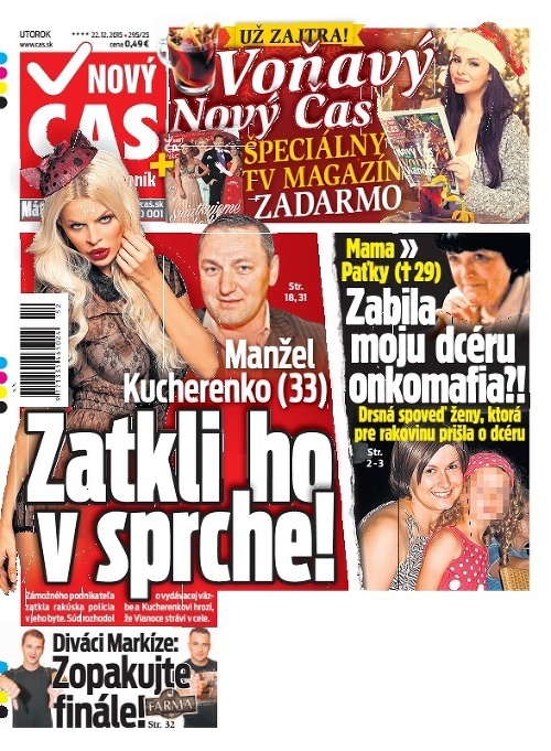 Titulka Nový Čas - 22.12.2015