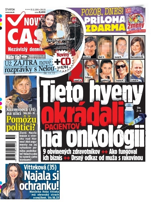 Titulka Nový Čas - 17.12.2015