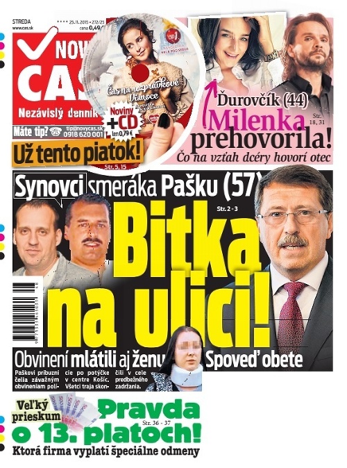 Titulka Nový Čas - 25.11.2015