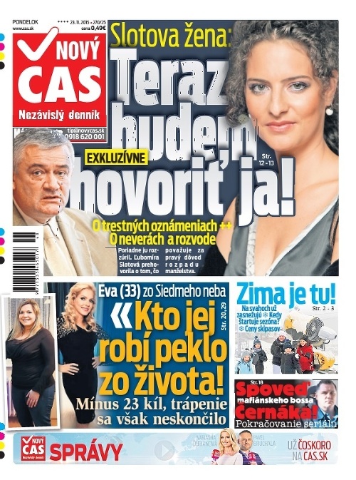 Titulka Nový Čas - 23.11.2015