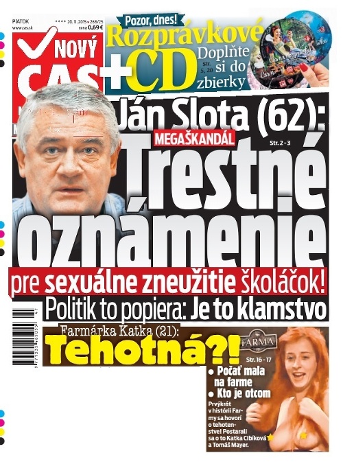Titulka Nový Čas - 20.11.2015