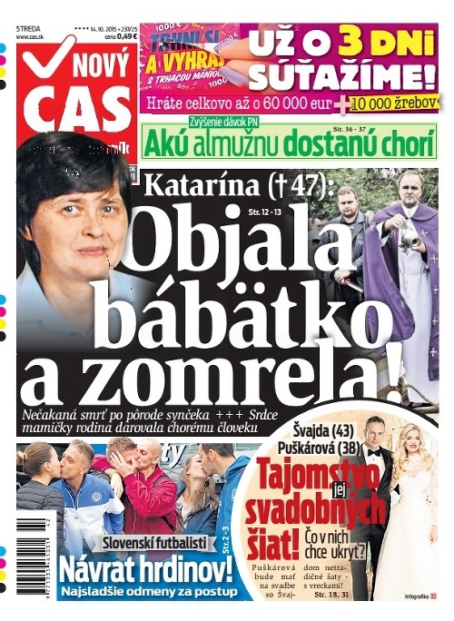 Titulka Nový Čas - 14.10.2015