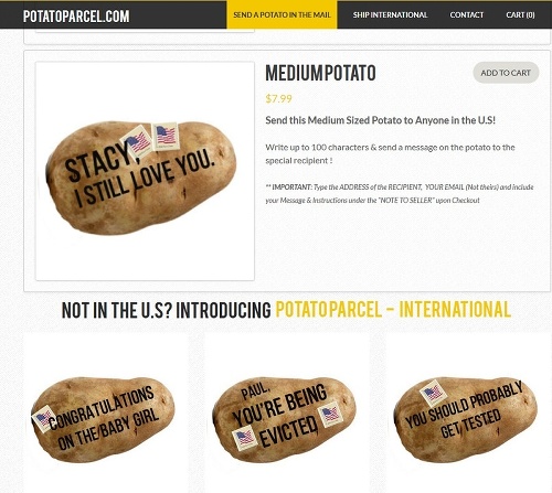 Takto vyzerá stránka potatoparcel.com.