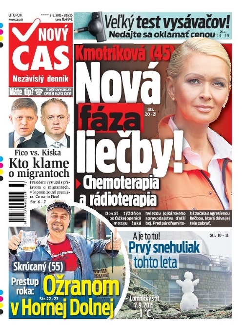 Titulka Nový Čas - 08.09.2015