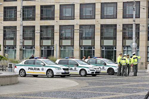 Muži zákona boli nastúpení pred Prezidentským palácom.