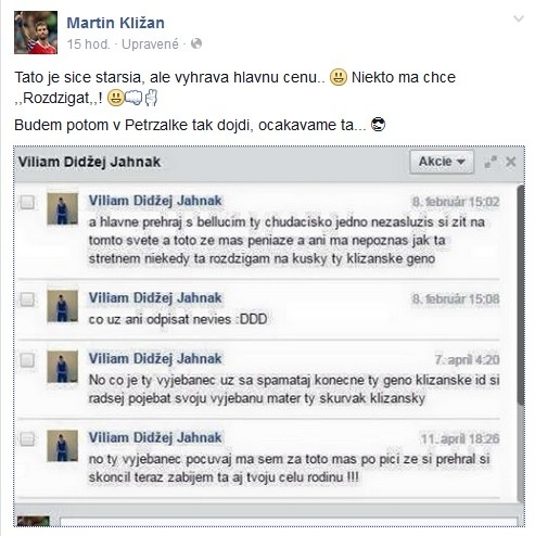 Martin Kližan sa stal terčom nevraživých útkov na sociálnej sieti. 