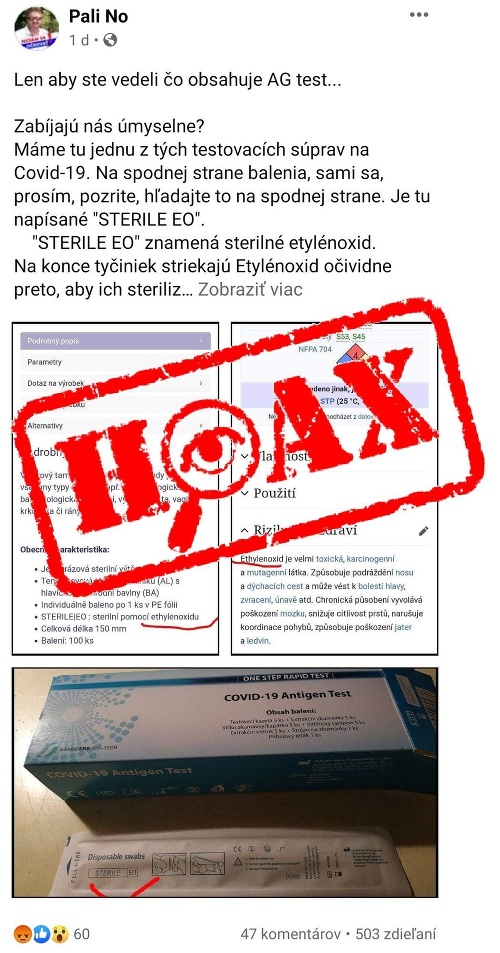 Polícia upozorňuje na hoax o antigénových testoch.