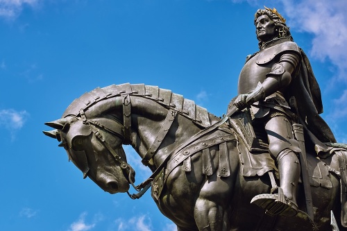 King Matthias Corvin Statue in Cluj-Napoca, Romania