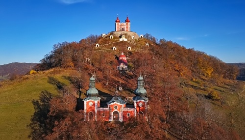 Aerial of Calvary of Banska Stiavnica, Slovakia