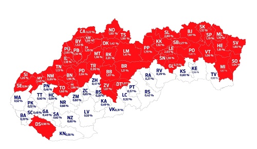 Krízový štáb rozhodol, že 2. kolo bude len v okresoch, kde je počet pozitívnych viac ako 0,7 percent. 