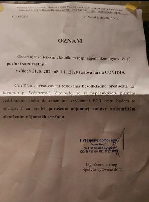 Obyvateľov čakal netradičný oznam.