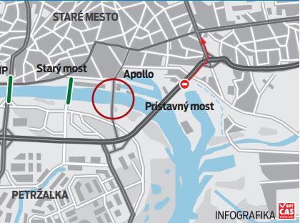 Obchádzková trasa pre autá i linky MHD vedie cez most Apollo
