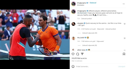 Nick Kyrgios poslal Nadalovi odkaz.