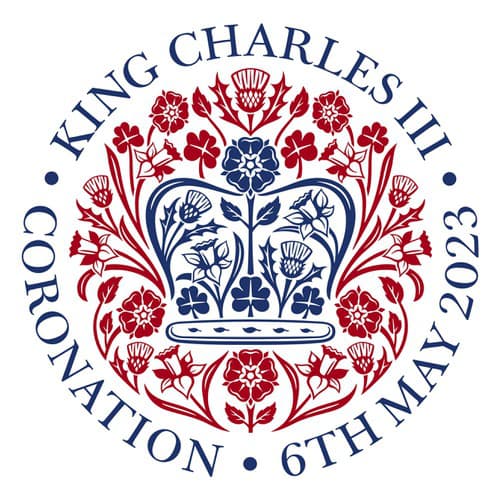 Oficiálne logo korunovácie kráľa Karola III. a Camilly, kráľovnej manželky.