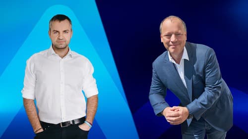 Vľavo budúci generálny riaditeľ TV Markíza Peter Gažík, vpravo dosluhujúci Matthias Settele.