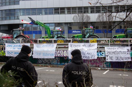 Protest poľnohospodárov v Prahe.