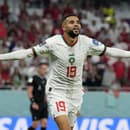 Marocký futbalista Júsuf En-Nesjrí sa teší z gólu.