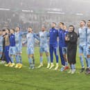 Futbalisti Slovana ďakujú fanúšikom po víťazstve 2:1 v zápase 5. kola H-skupiny Európskej konferenčnej ligy ŠK Slovan Bratislava - FC Pjunik Jerevan v Bratislave vo štvrtok 27. októbra 2022. 