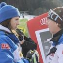 Na snímke vľavo slovenská lyžiarka Petra Vlhová a vpravo Livio Magoni.