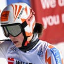 Slovenská lyžiarka Petra Vlhová reaguje v cieli počas 2. kola obrovského slalomu na MS v alpskom lyžovaní vo francúzskom stredisku Courchevel-Méribel.