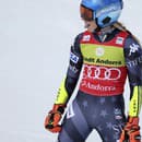 Americká lyžiarka Mikaela Shiffrinová sa raduje v cieli z víťazstva obrovského slalomu na finálovom podujatí Svetového pohára 19. marca 2023 v andorrskom Soldeu.