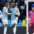 Emmanuel Adebayor oslavuje gól v drese Manchestru City. 
