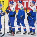 Na snímke slovenskí hokejisti počas MS v hokeji 2023. 