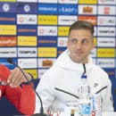 Na snímke tréner slovenskej futbalovej reprezentácie Francesco Calzona počas tlačovej konferencie v Senci.