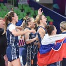 Slovenské basketbalistky sa radujú po víťazstve nad Tureckom