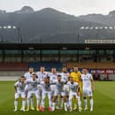 Slovenská futbalová reprezentácia pred zápasom v Lichtenštajnsku.