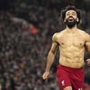 Na snímke hráč Liverpoolu Mohamed Salah  oslavuje gól.
