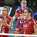 slovenské volejbalové reprezentanky zľava Barbora Koseková, Karin Palgutová a Michaela Abrhámová.