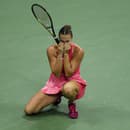 Arina Sobolenková a jej radosť po semifinále US Open.