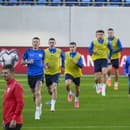 Tréning slovenských futbalistov pred zápasom s Luxemburskom.