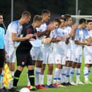 Na snímke slovenskí futbaloví reprezentanti do 19 rokov.