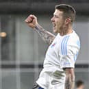 Na snímke  hráč Juraj Kucka (Slovan) sa teší z gólu na 1:1.