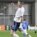 Na snímke  hráč Juraj Kucka (Slovan) sa teší z gólu na 1:1.