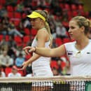 Slovenské tenistky Daniela Hantuchová a Dominika Cibulková počas záverečnej štvorhry.