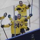 Na snímke švédsky hokejista Tom Willander sa raduje z gólu.