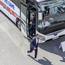 Autobus slovenských hokejistov.
