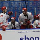 Tréner poľskej hokejovej reprezentácie Róbert Kaláber (hore vpravo) zo Slovenska a jeho zverenci.
