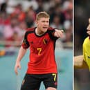 Belgičan Kevin De Bruyne a ukrajinský kanonier Artem Dovbyk. 