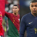 Najväčšie hviezdy EURO: Zľava Harry Kane, Cristiano Ronaldo a Kylián Mbappé.